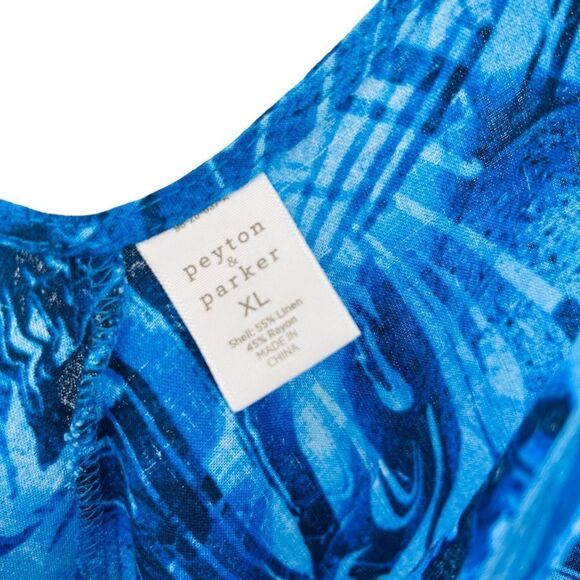 Peyton and Parker blue linen blend swim cover beach dress tie straps size xlarge - Picture 7 of 9